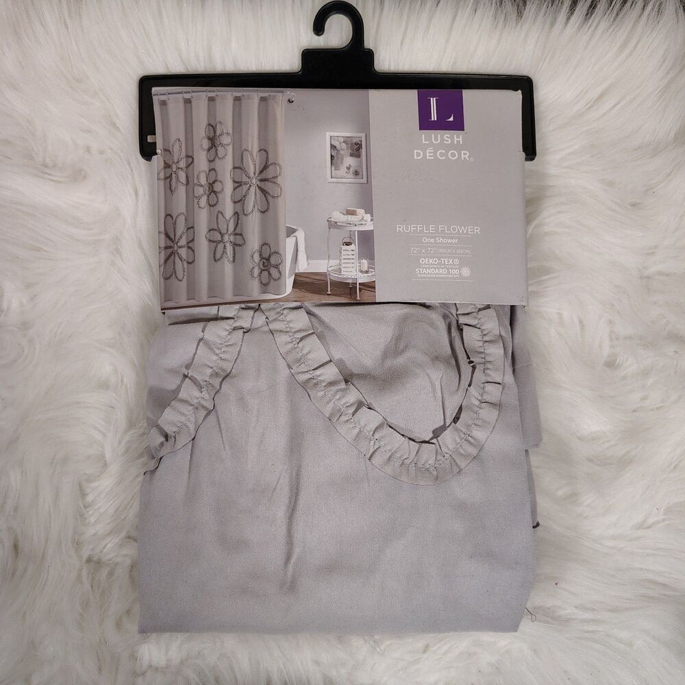 LUSH DECOR Ruffle Flower Shower Curtain NWTS 72x72